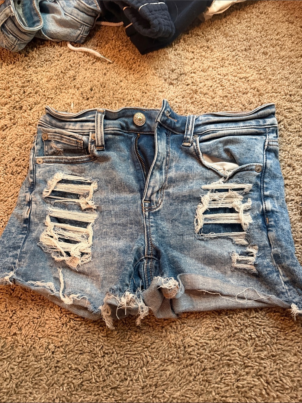 American Eagle Outfitters Light Blue Distressed Denim Cutoff Shorts